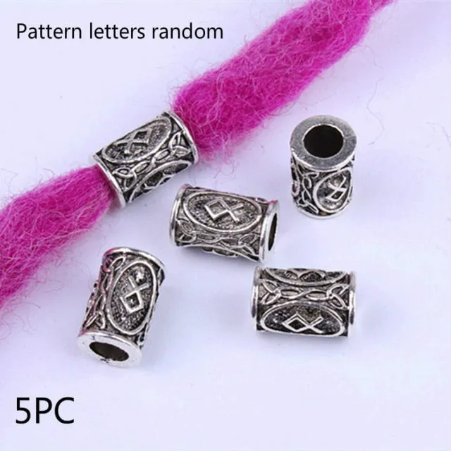 5 Pcs Retro Silver Metal Hair Ring