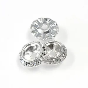 8mm Crystal Silver Plate Contour Bead (4pk)