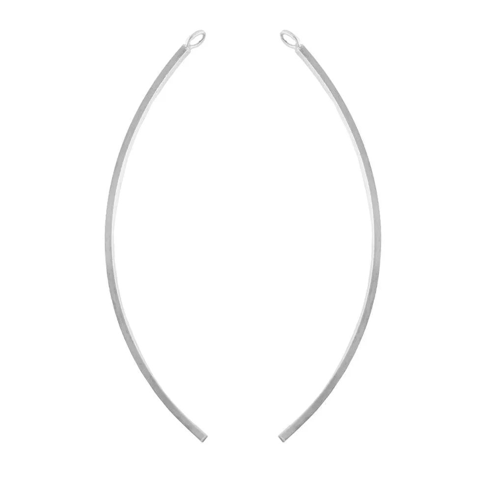 .925 Sterling Silver 2.25 Inch Curved Finding (1 Set)