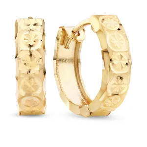 9ct Yellow Gold Diamond Cut Finish Huggies Earrings