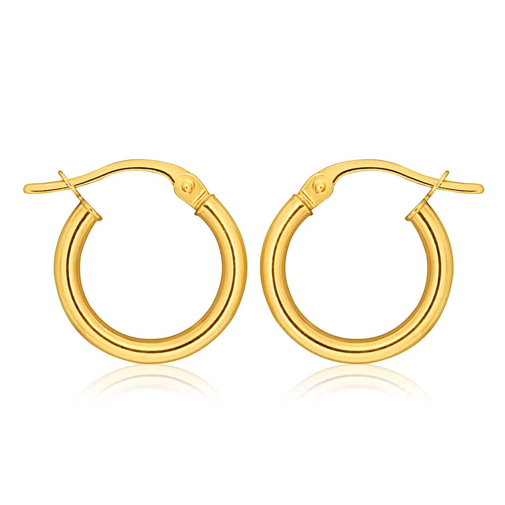 9ct Yellow Gold Plain Hoop 10mm European made