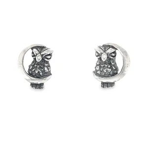 A804 Owl and Moon Post Earrings