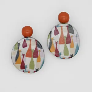 Abstract Decoupage Cat Earrings