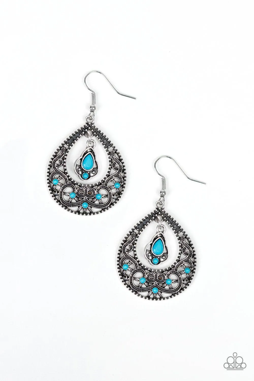 All-Girl Glow Blue and Silver Teardrop Earrings - Paparazzi Accessories