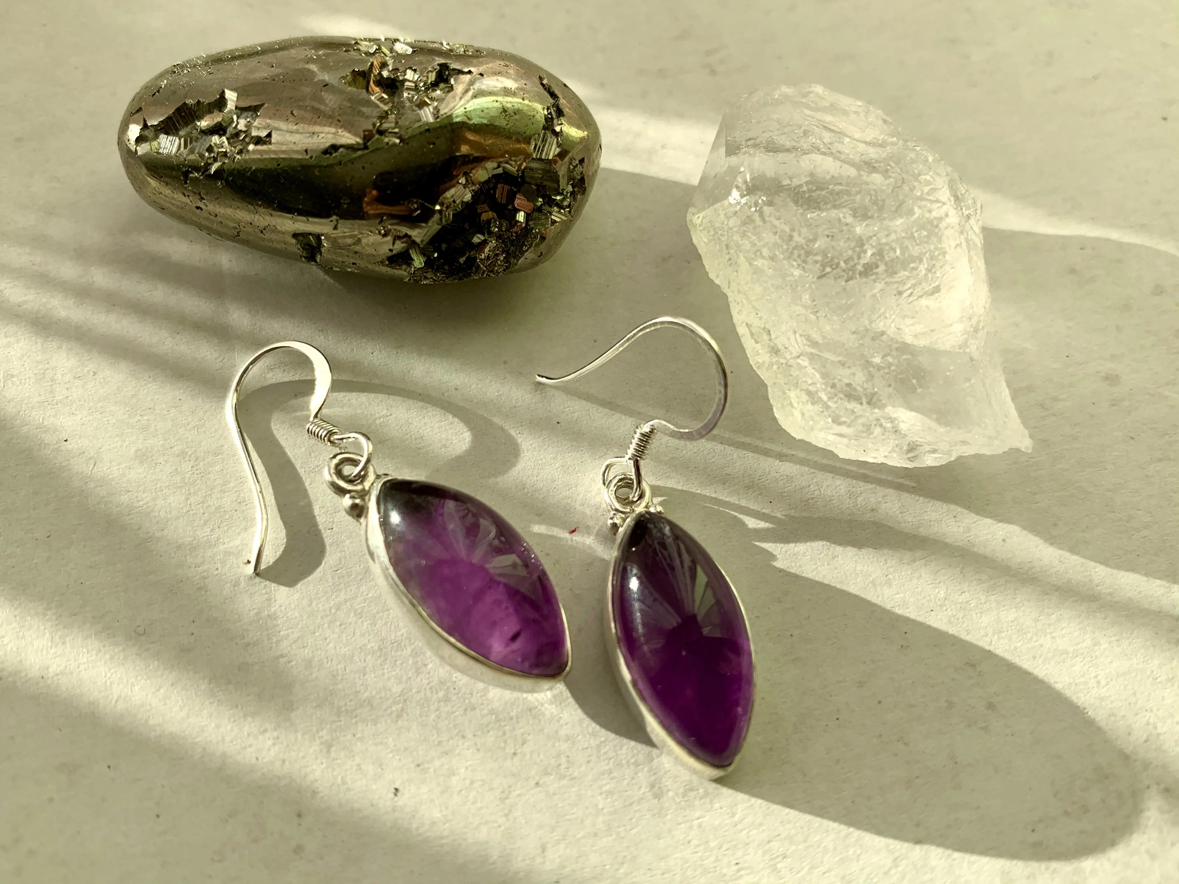 Amethyst Akoni Earrings - Long Marquise