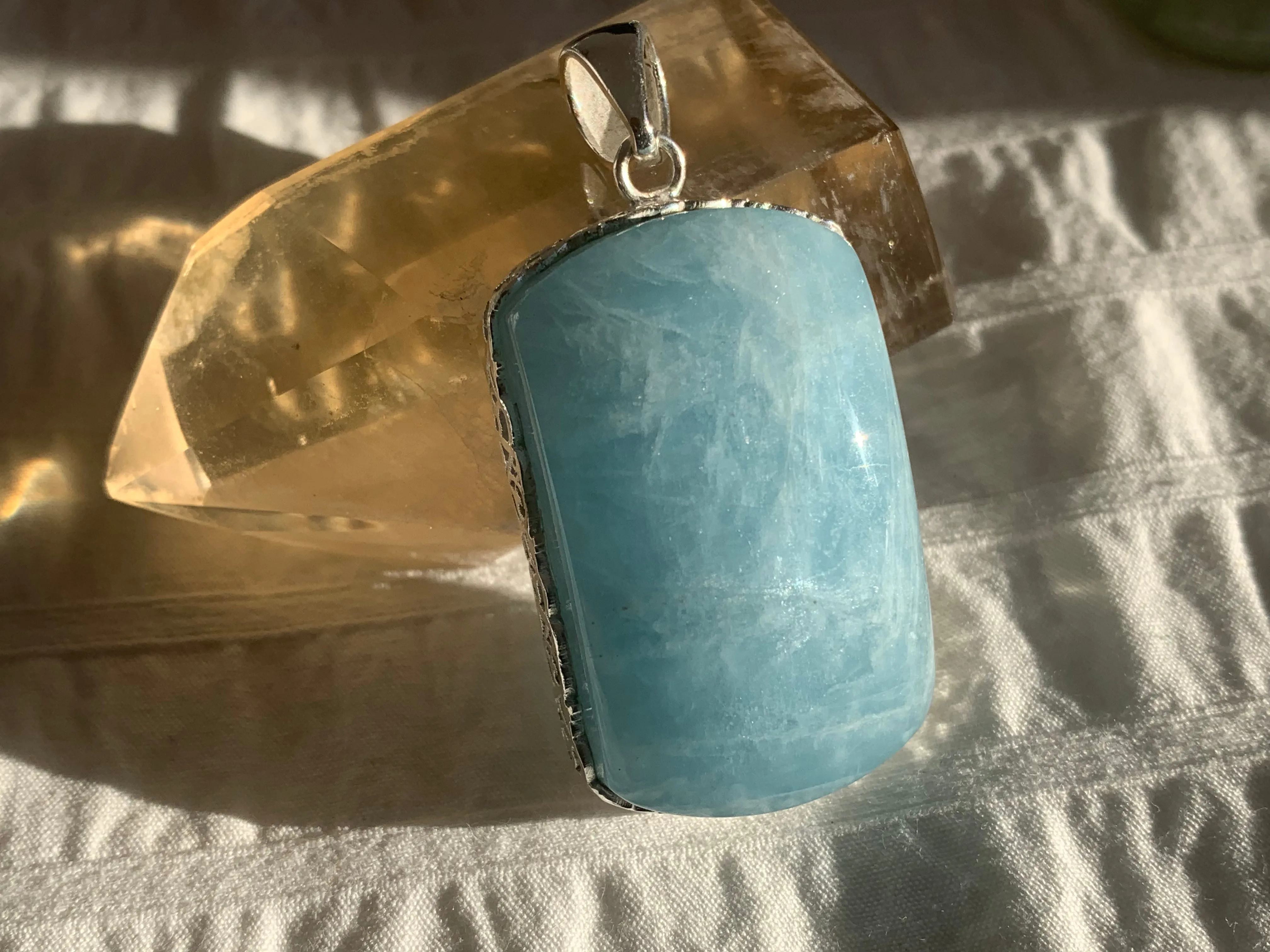 Aquamarine Lilith Pendant - Rectangle