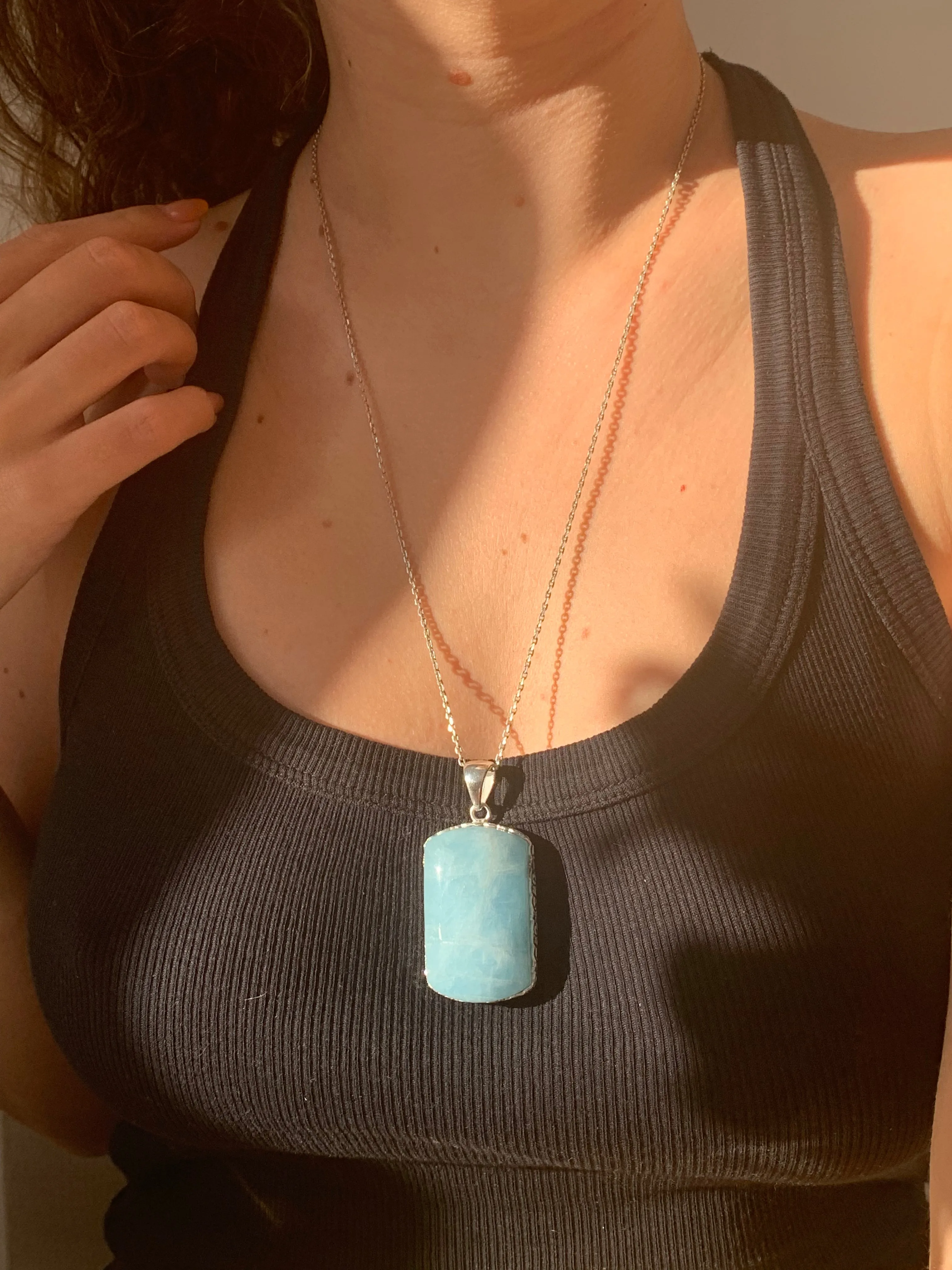 Aquamarine Lilith Pendant - Rectangle