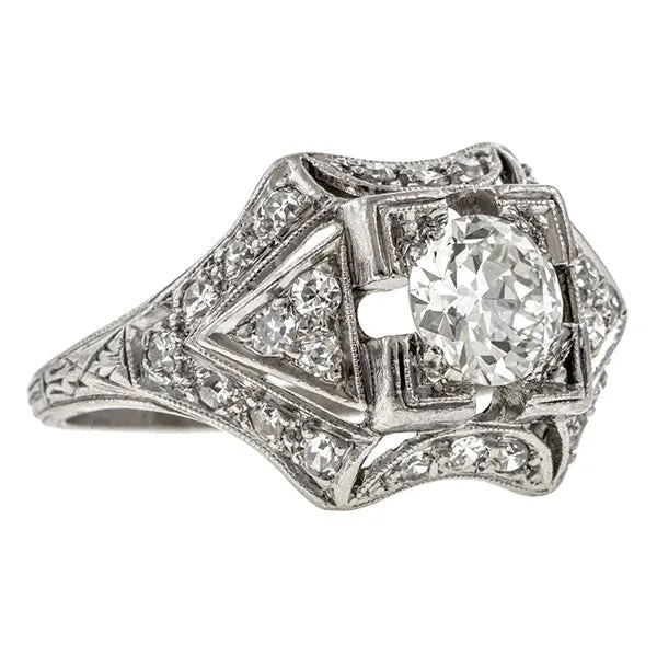 Art Deco Diamond Engagement Ring, 0.80ct.