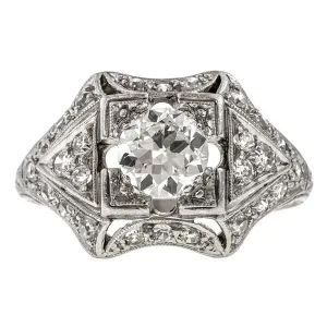 Art Deco Diamond Engagement Ring, 0.80ct.