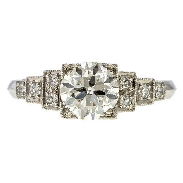 Art Deco Engagement Ring, RBC 0.86ct.