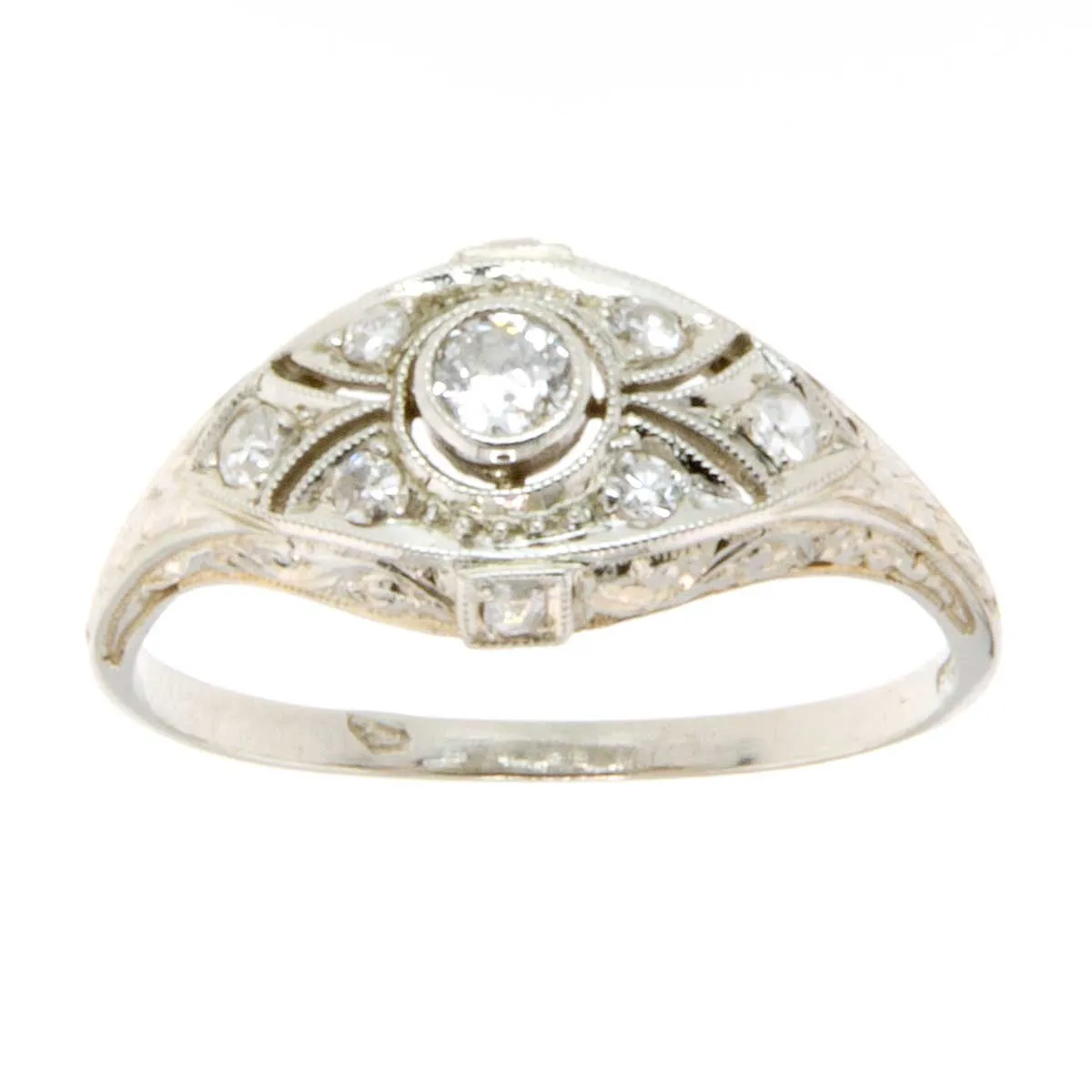 Art Deco Inspired Filigree Diamond Engagement Ring