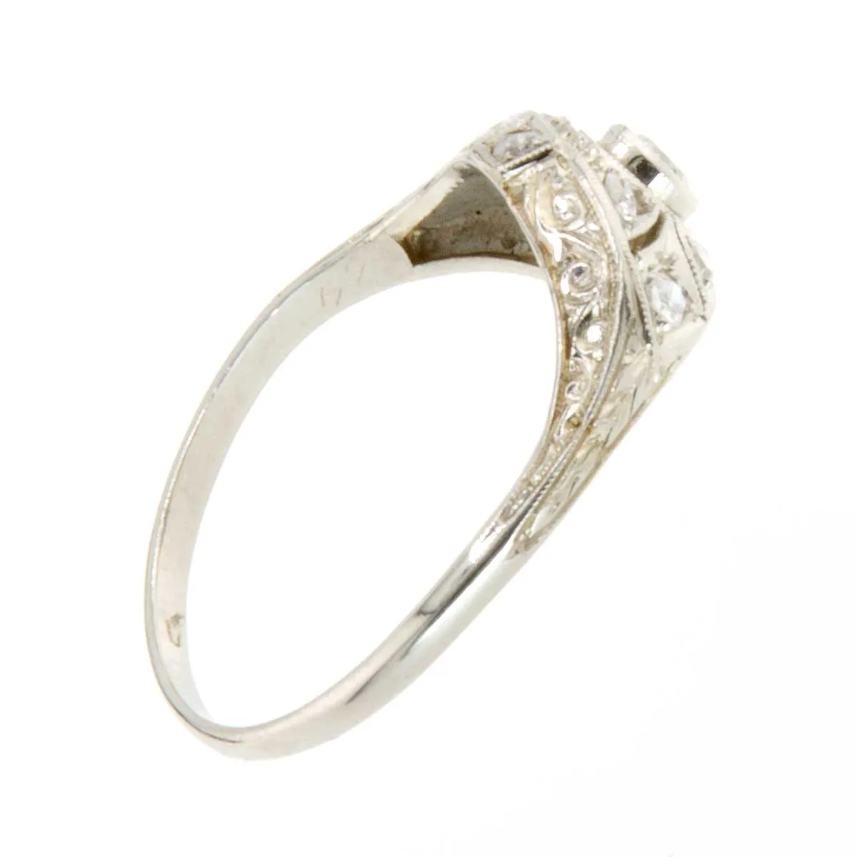 Art Deco Inspired Filigree Diamond Engagement Ring