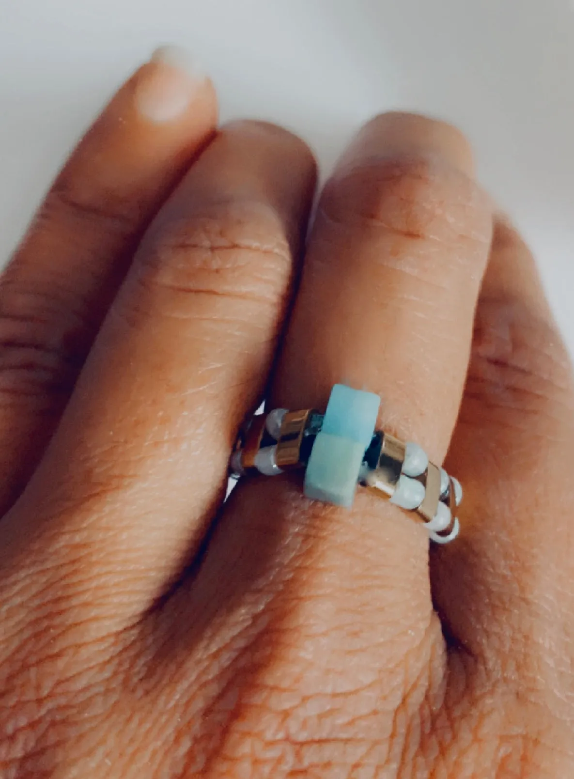 Arwen Handmade Amazonite and Hematite Expandable Rings