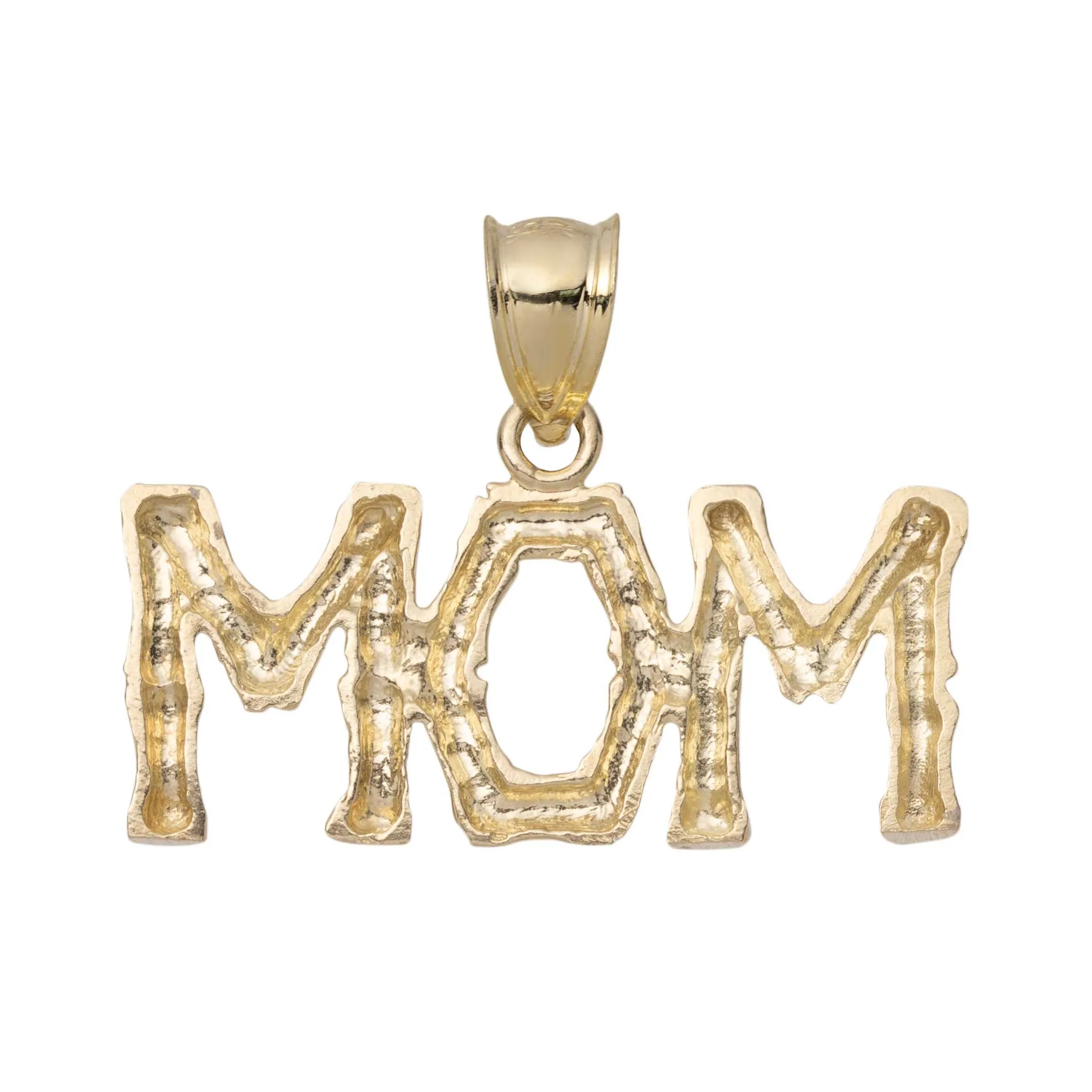 Bamboo Design "MOM" Pendant 10K Yellow Gold