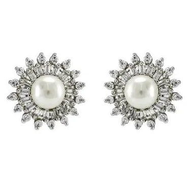 Beatriz Pearl And Crystal Stud Statement Earrings