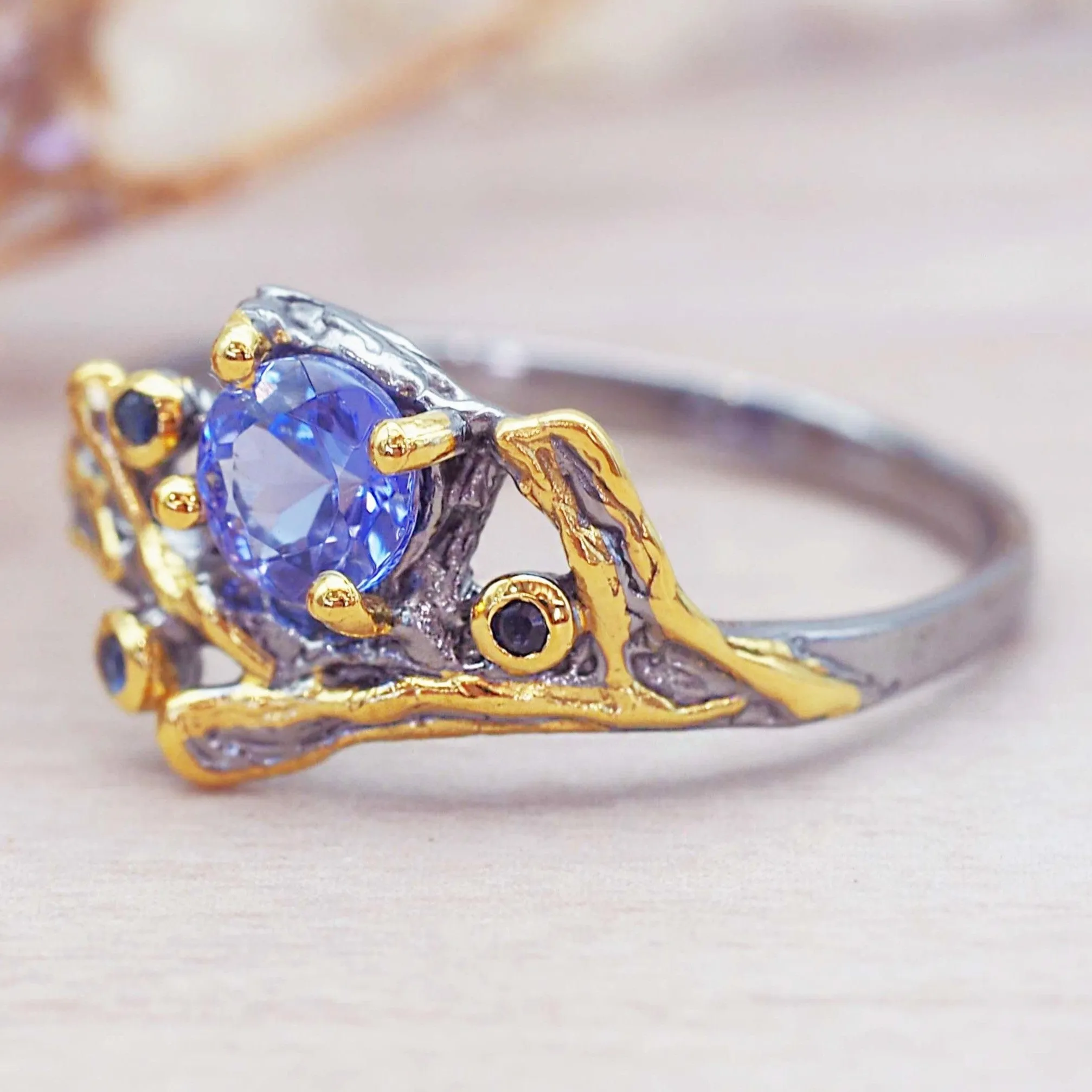 Bespoke Tanzanite and Sapphire Ring