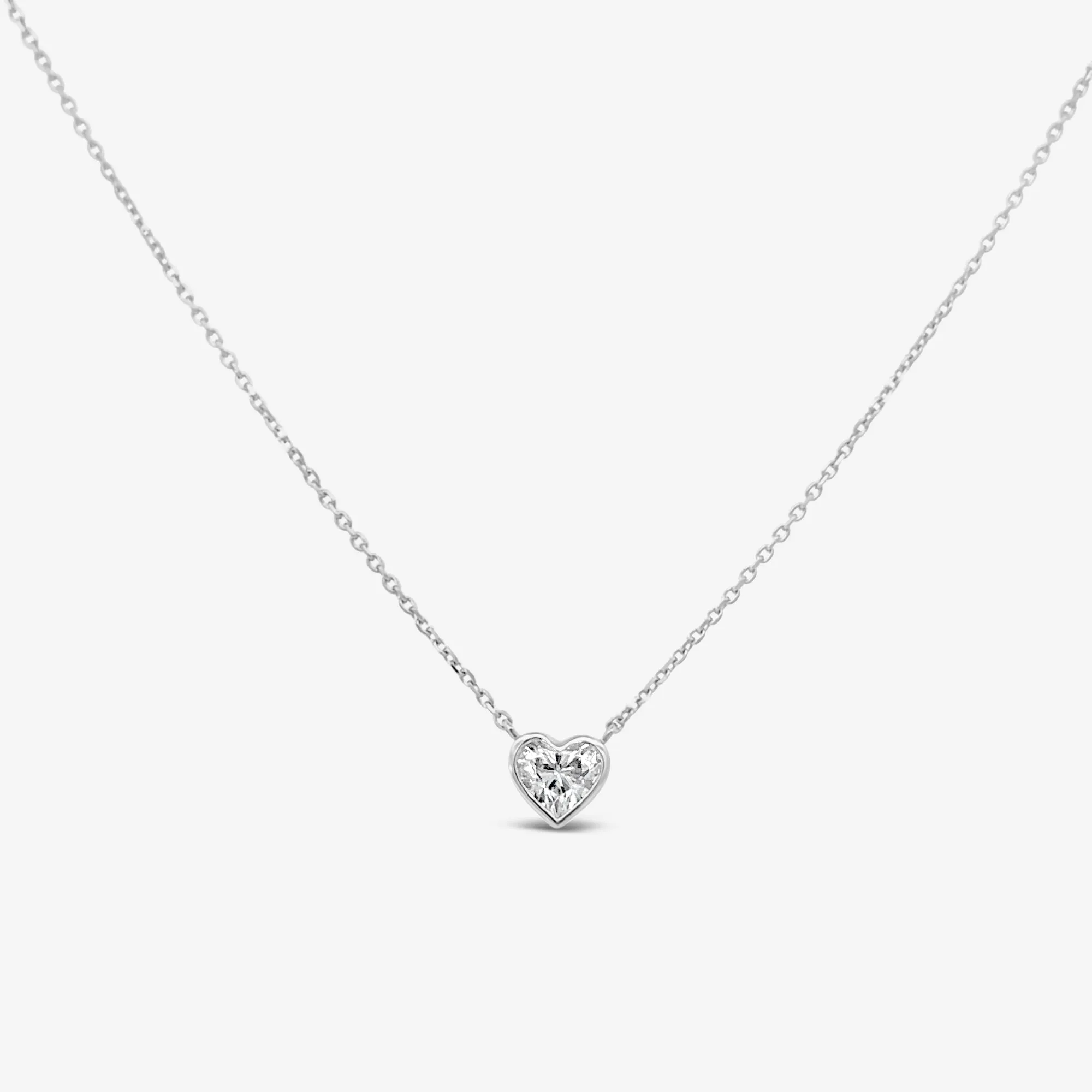 Bezel Set Heart Shaped Diamond Necklace