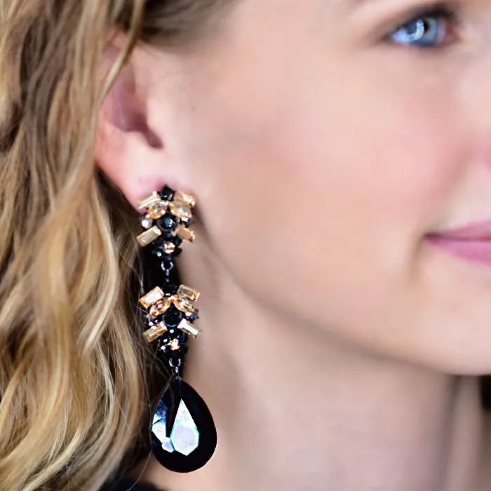 Black Teardrop Statement Earrings