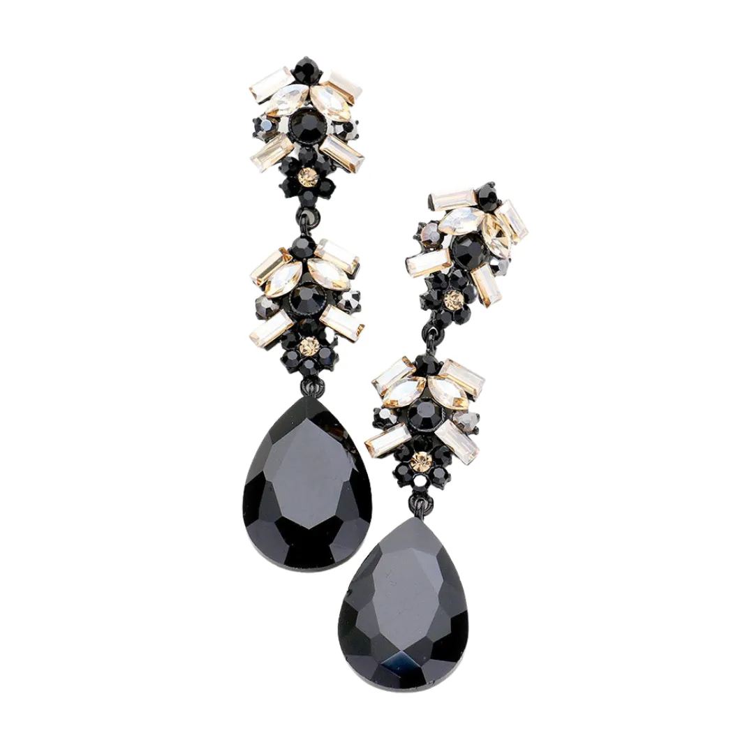 Black Teardrop Statement Earrings