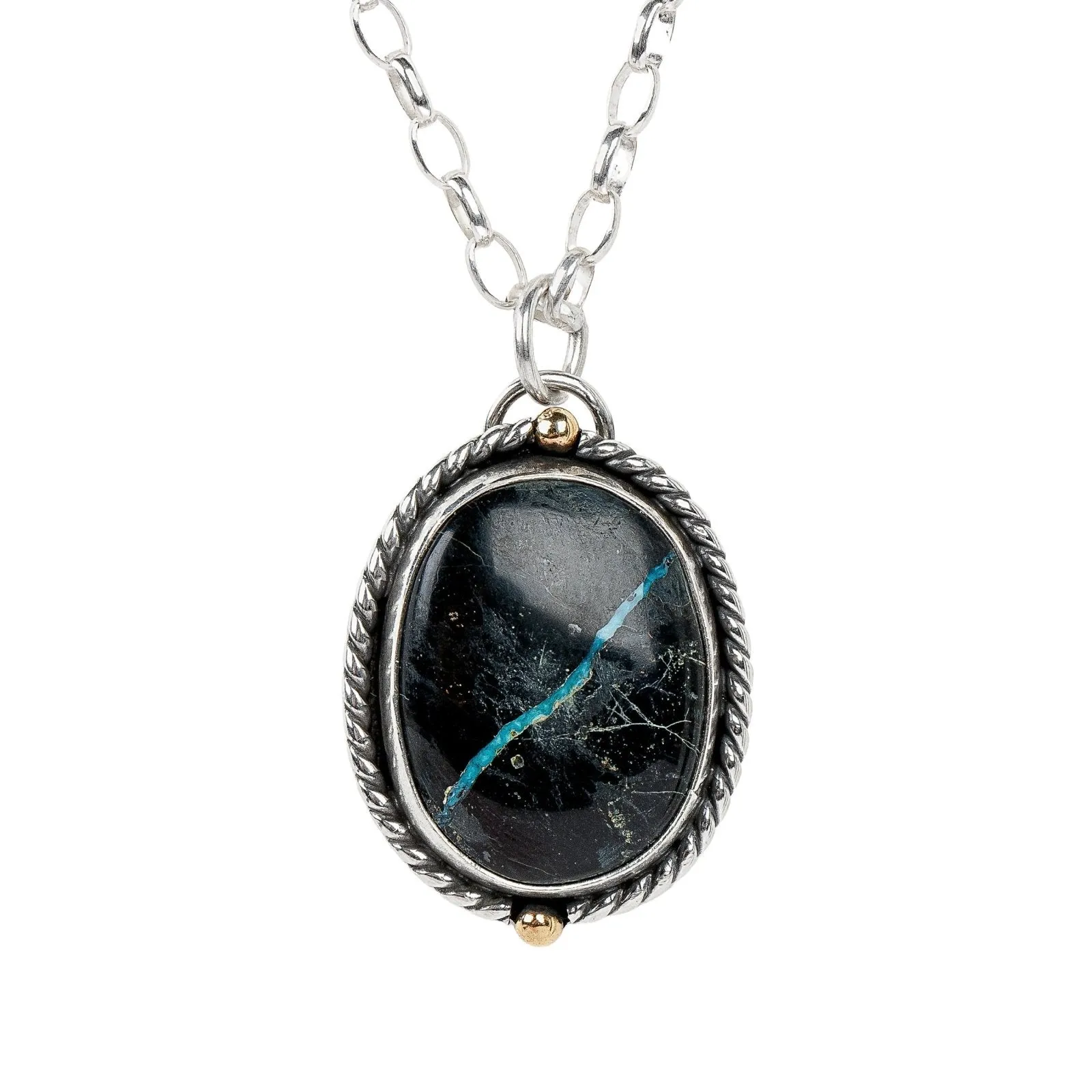 Black Viking Ribbon Turquoise Necklace