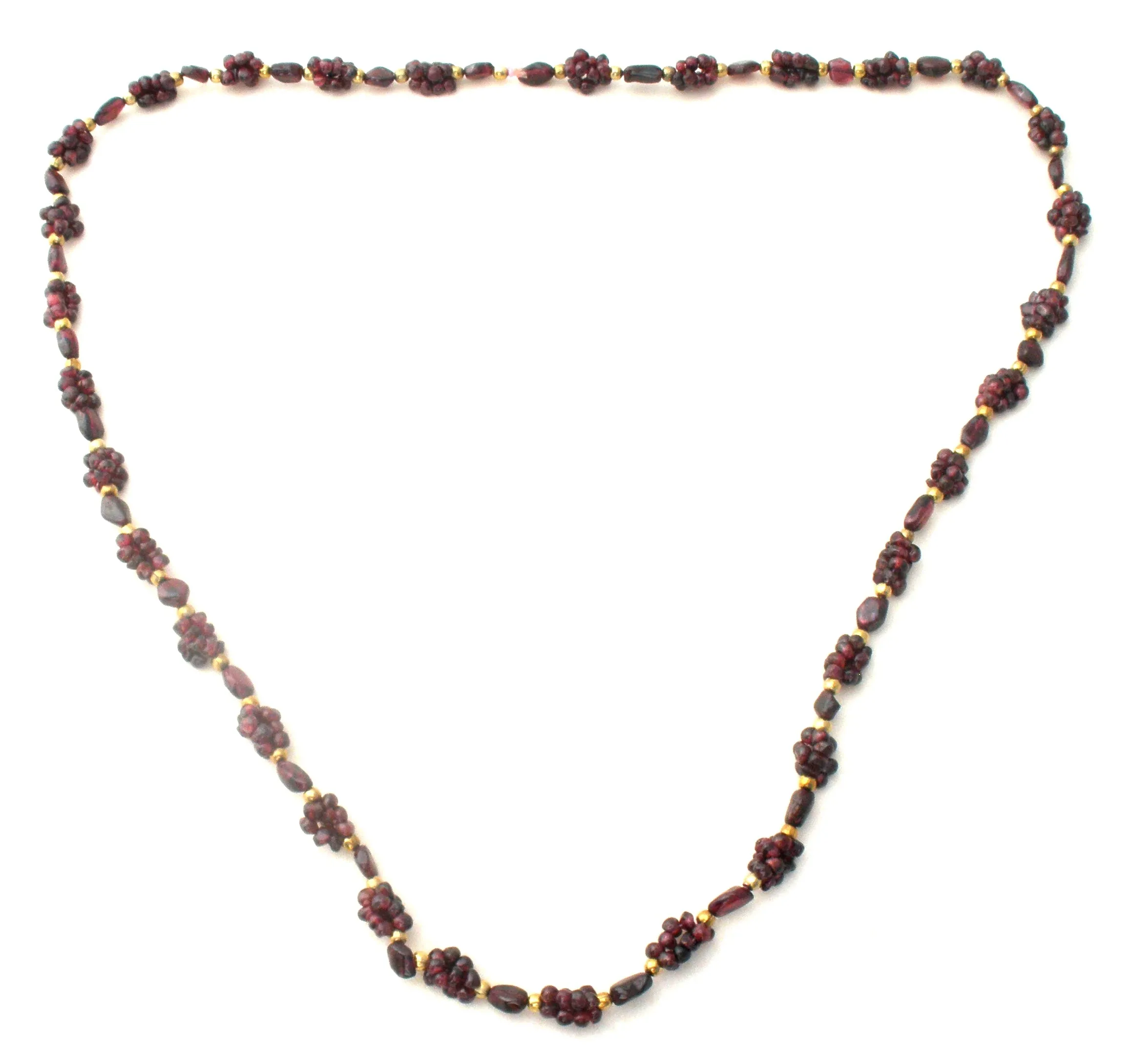 Bohemian Garnet & Gold Bead Necklace 28"