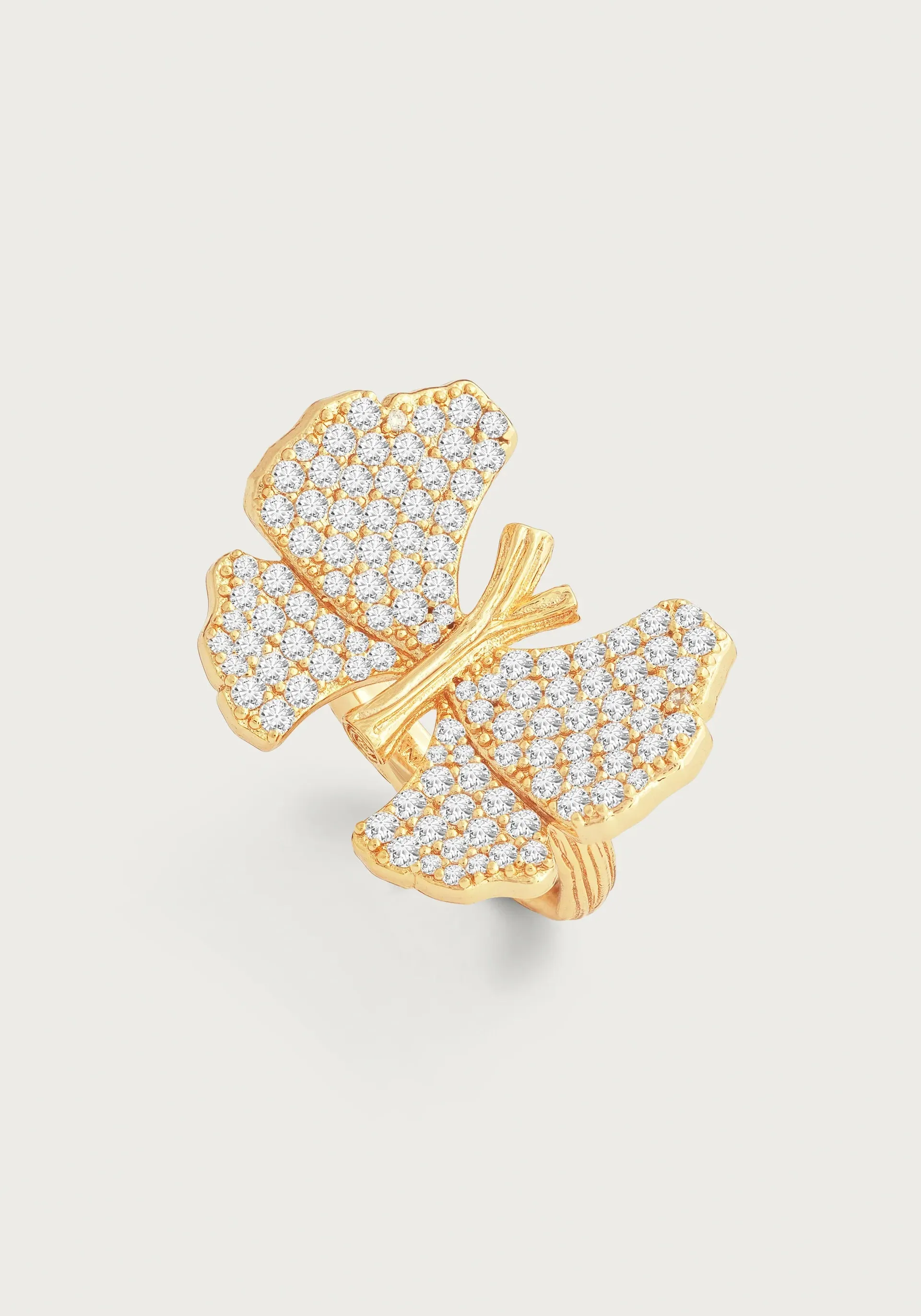 Butterfly White Pavé Ring