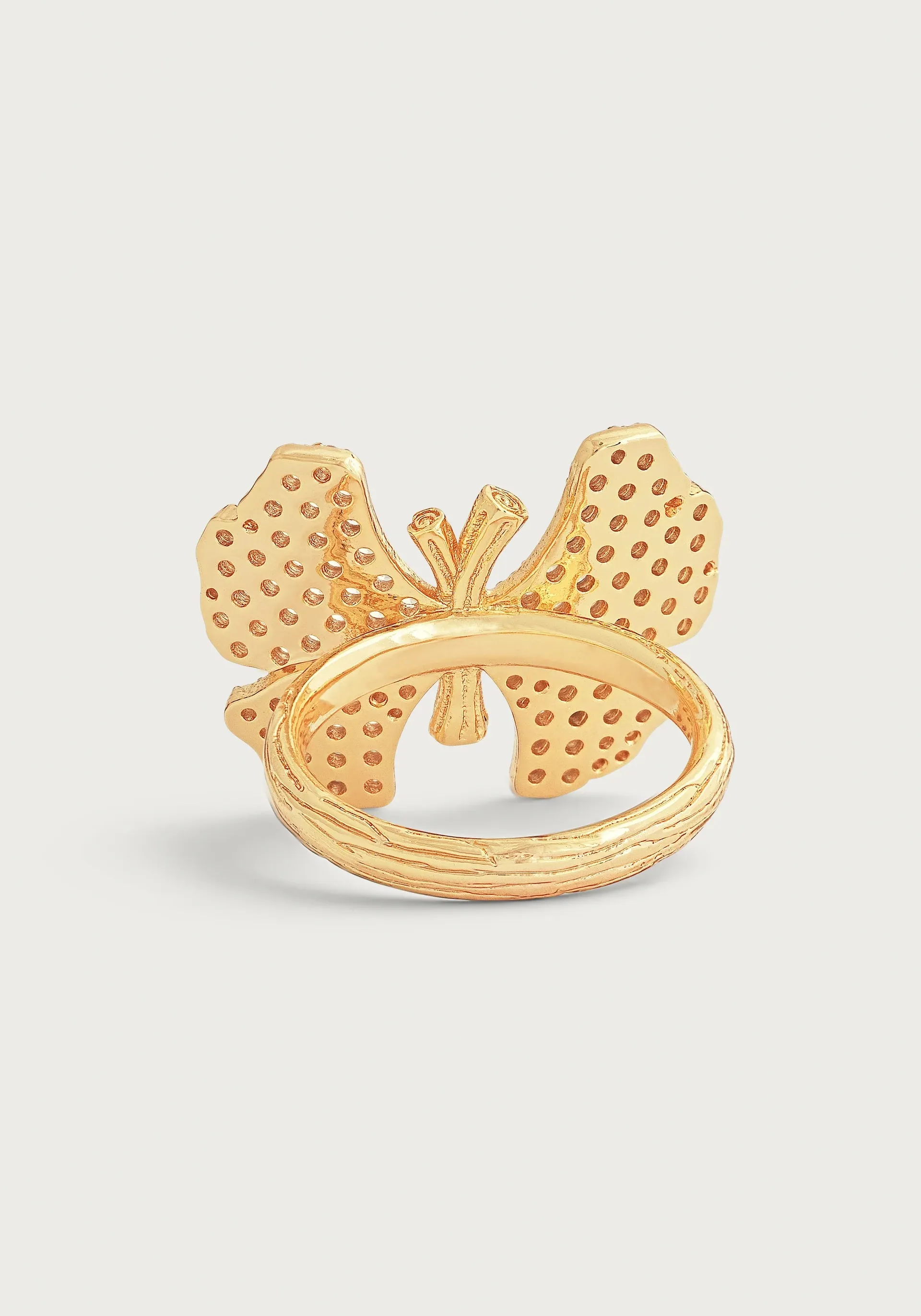 Butterfly White Pavé Ring