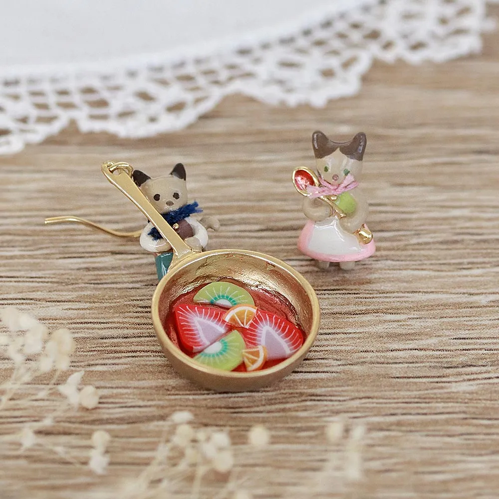 Cat Pastry Chef Earrings