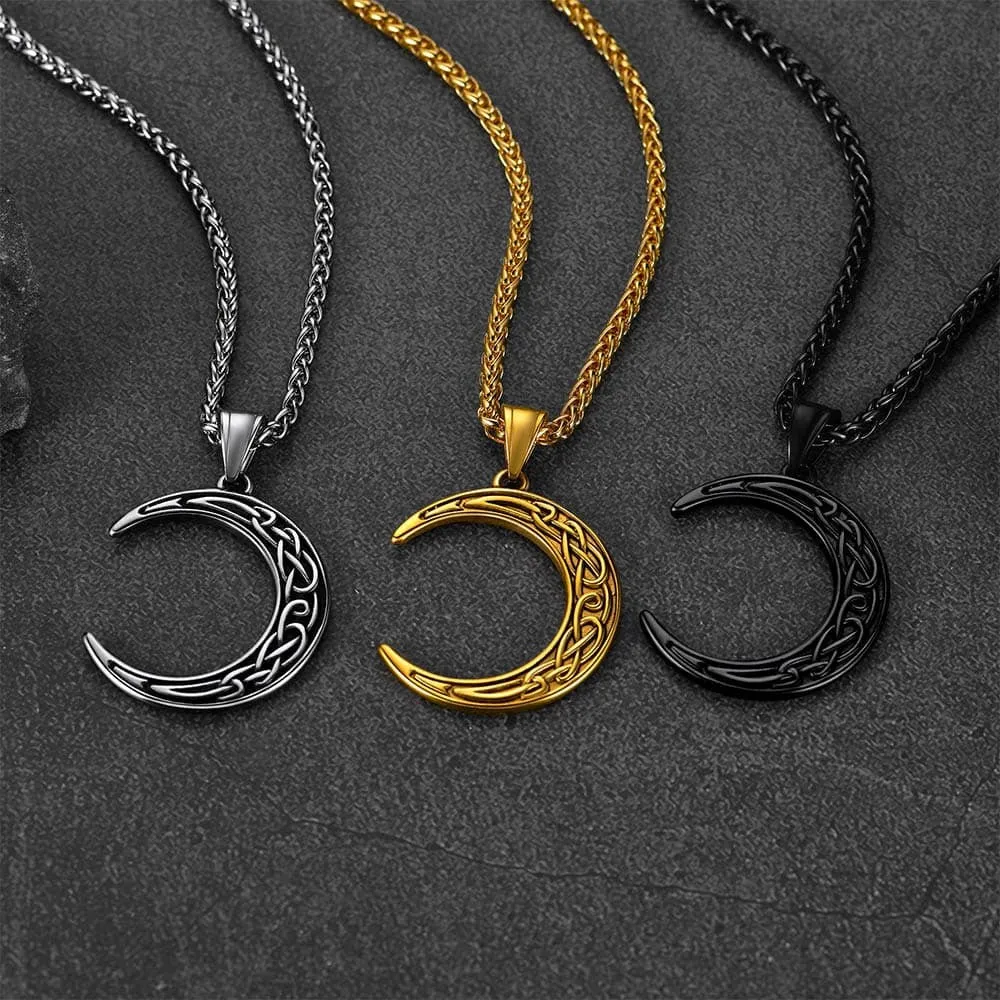 Celtic Crescent Moon Necklace For Men/Women