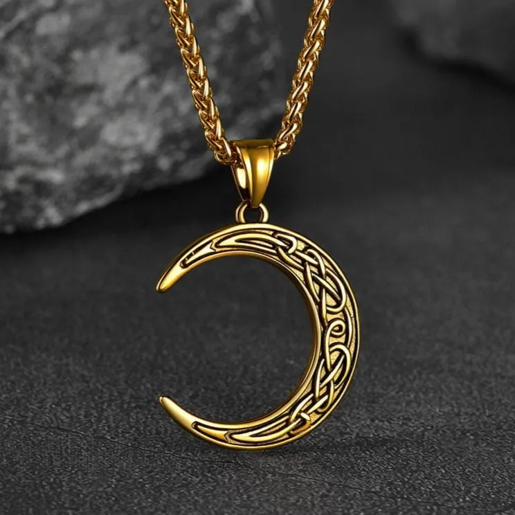 Celtic Crescent Moon Necklace For Men/Women