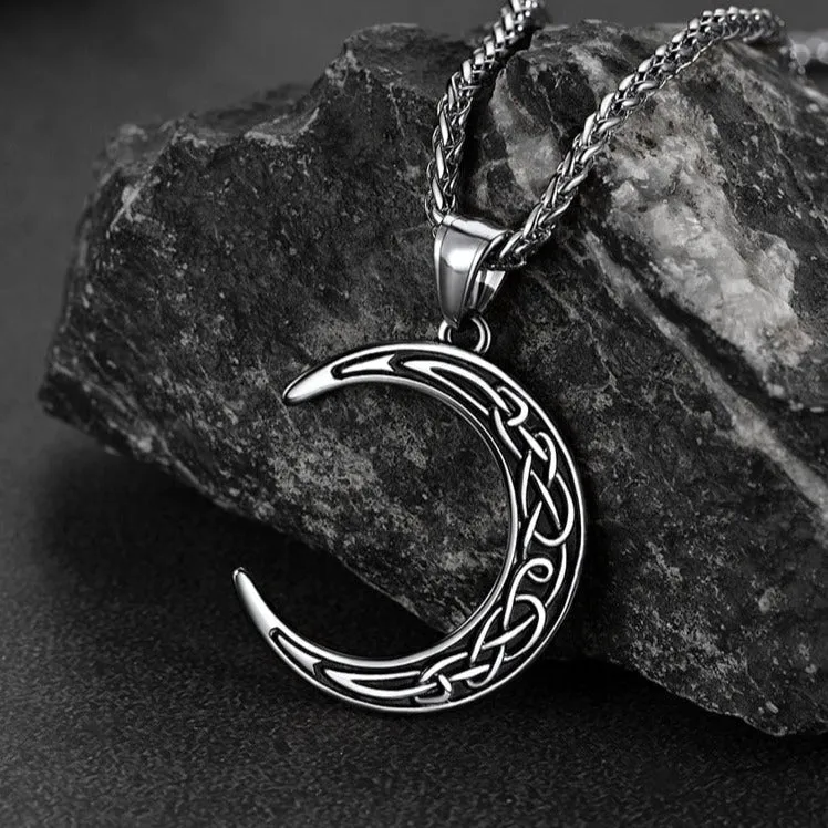 Celtic Crescent Moon Necklace For Men/Women