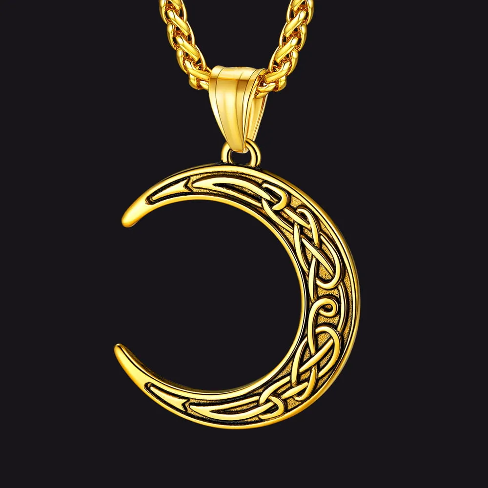 Celtic Crescent Moon Necklace For Men/Women