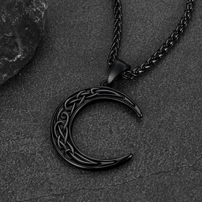 Celtic Crescent Moon Necklace For Men/Women