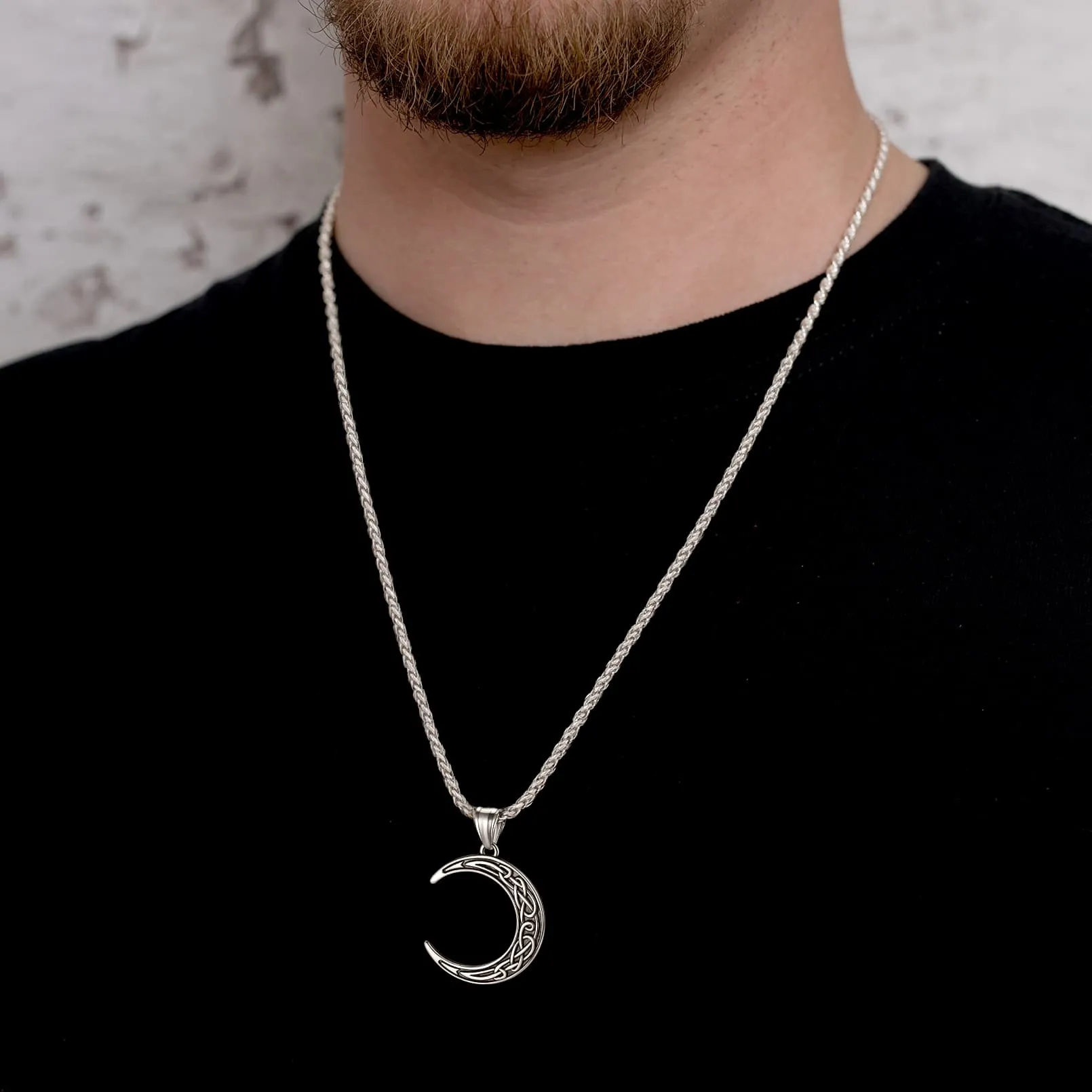 Celtic Crescent Moon Necklace For Men/Women