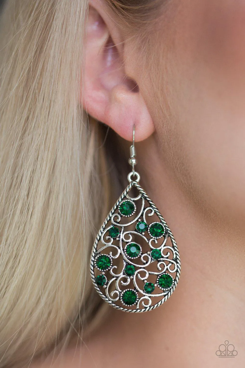 Certainly Courtier Green Teardrop Earrings - Paparazzi Accessories