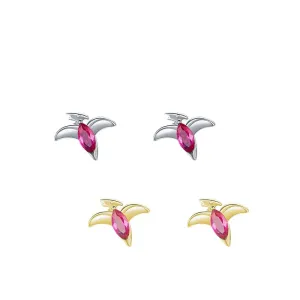 Charming Sterling Silver Pterodactyl Dinosaur Earrings with Zircon Gems