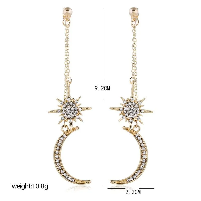 Charming Trendy Star Moon Phase Dangle Earrings