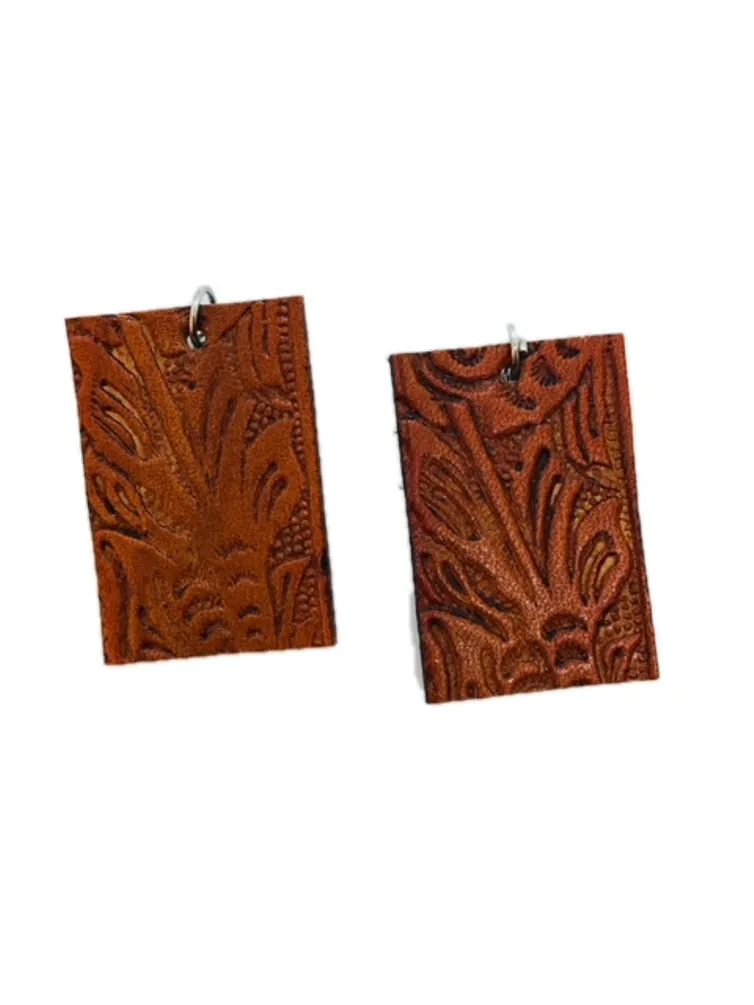 Cheyenne Hand Stamped Leather Earrings