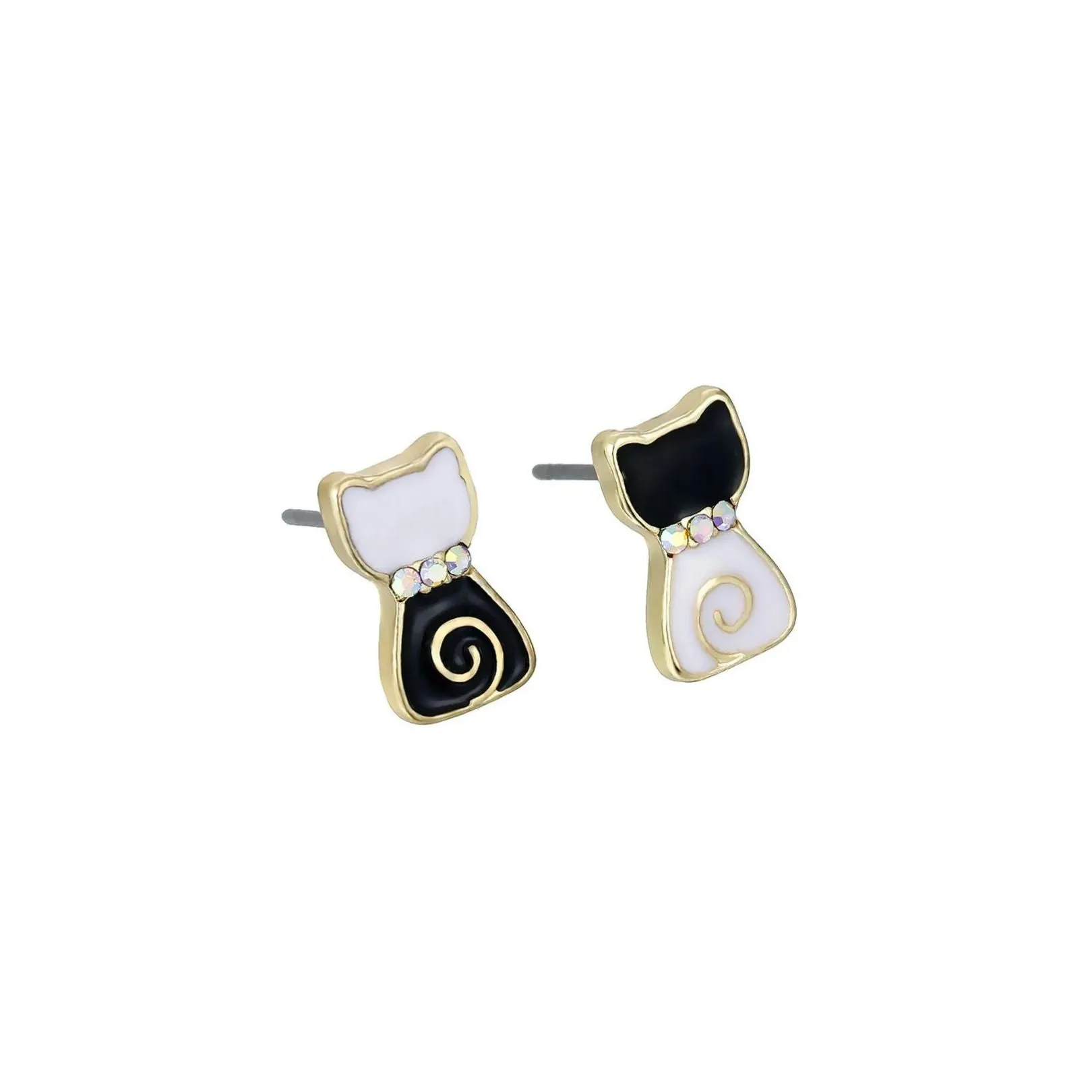 City Kitties Black and White Mini Cat Stud Earrings