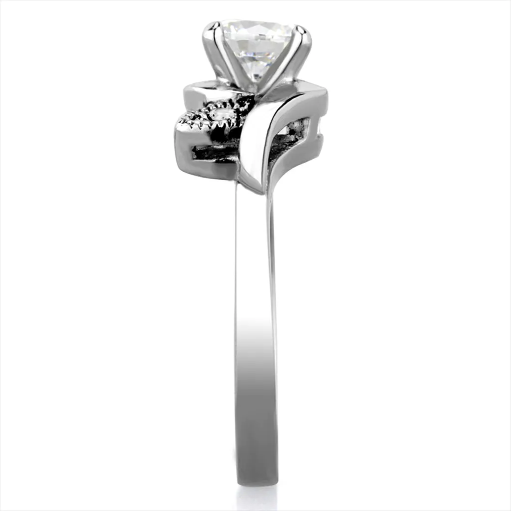 CJG2715 Fairytale CZ Solitaire Stainless Steel Engagement Ring