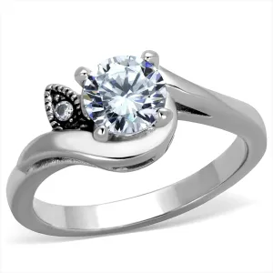 CJG2715 Fairytale CZ Solitaire Stainless Steel Engagement Ring