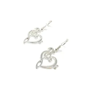 Clefs Heart Earrings, Silver