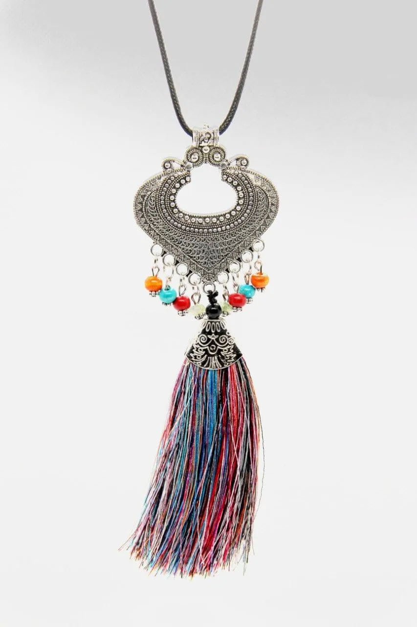 Colorful Feather With Authentic Bohemian Art Necklace