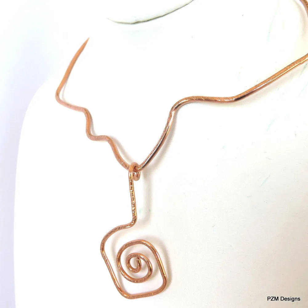 Copper Free Form Tribal Necklace Slide, Gift for Her