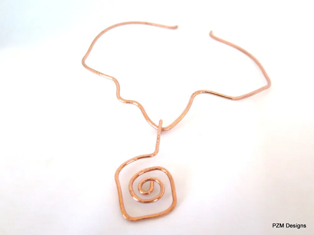 Copper Free Form Tribal Necklace Slide, Gift for Her