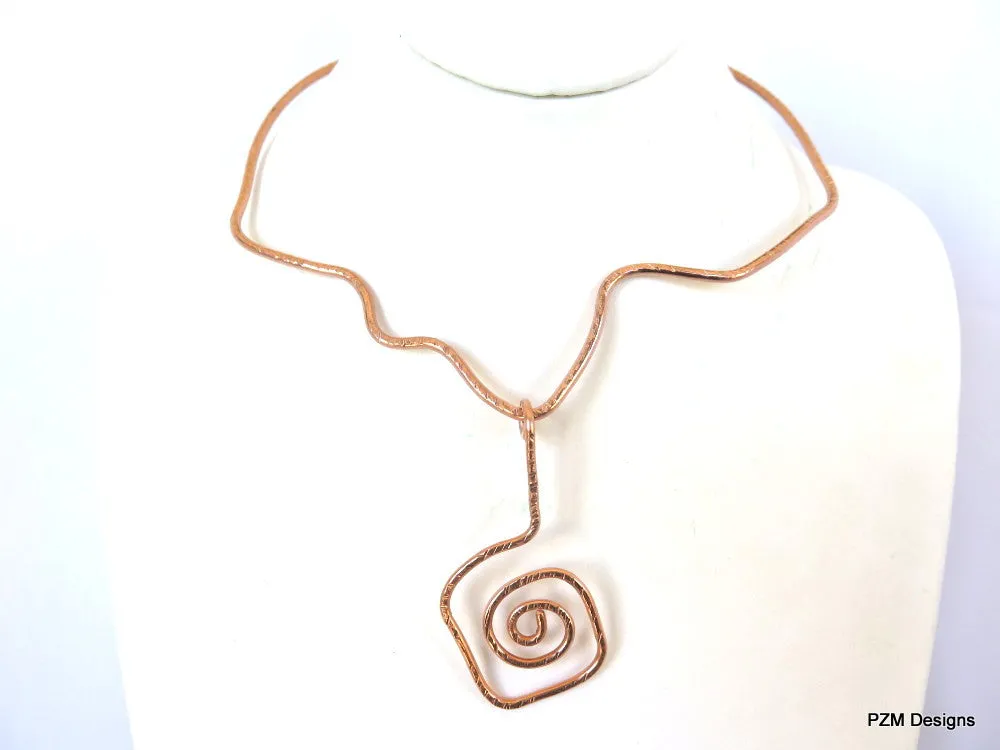 Copper Free Form Tribal Necklace Slide, Gift for Her