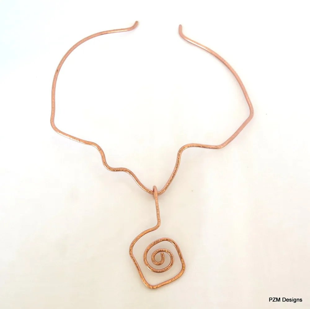 Copper Free Form Tribal Necklace Slide, Gift for Her