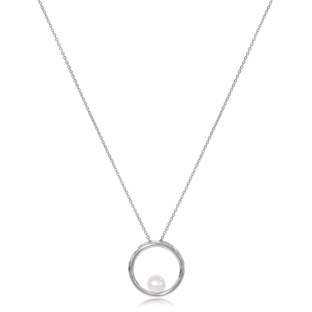 Credo silver circle pendant with cultured freshwater pearl