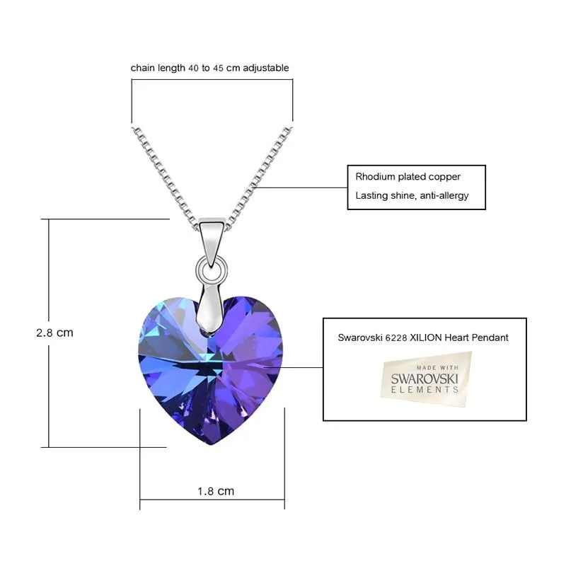 Crystal Heart Swarovski Pendants For Women