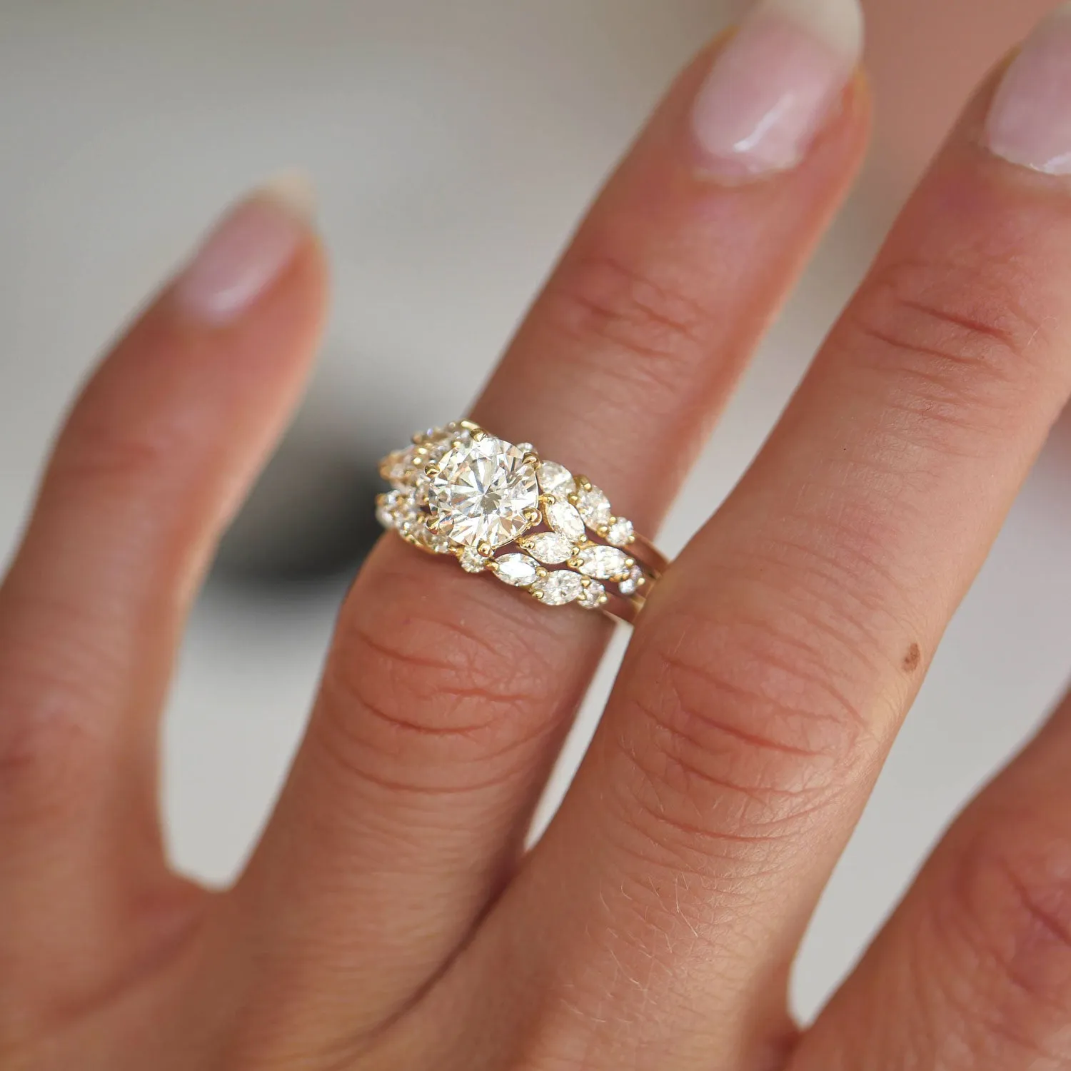 Custom Marquise Diamond Stacking Ring Set